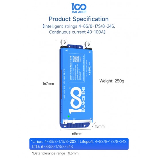 Daly 100A Smart BMS | 4S-24S LiFePO4 - Bluetooth, CAN, RS485 Daly 100A Smart BMS | 4S-24S LiFePO4 - Bluetooth, CAN, RS485