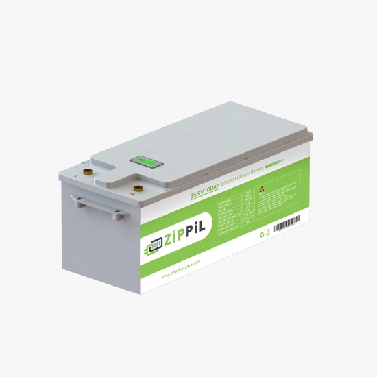 ZipPil 25.6V 100Ah LiFePO4 Lityum Akü - Ekranlı